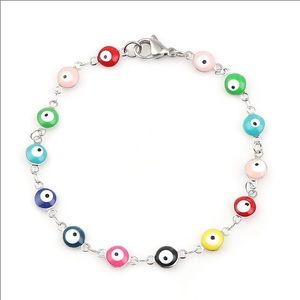 Bracelets For Men Women Jewelry silver Color Link Chain Multicolor Evil Eye
